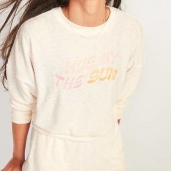 Old Navy Live by the Sun Loose Cropped Long-SleeveSlub-Knit Terry Sweatshirt - Picture 1 of 6